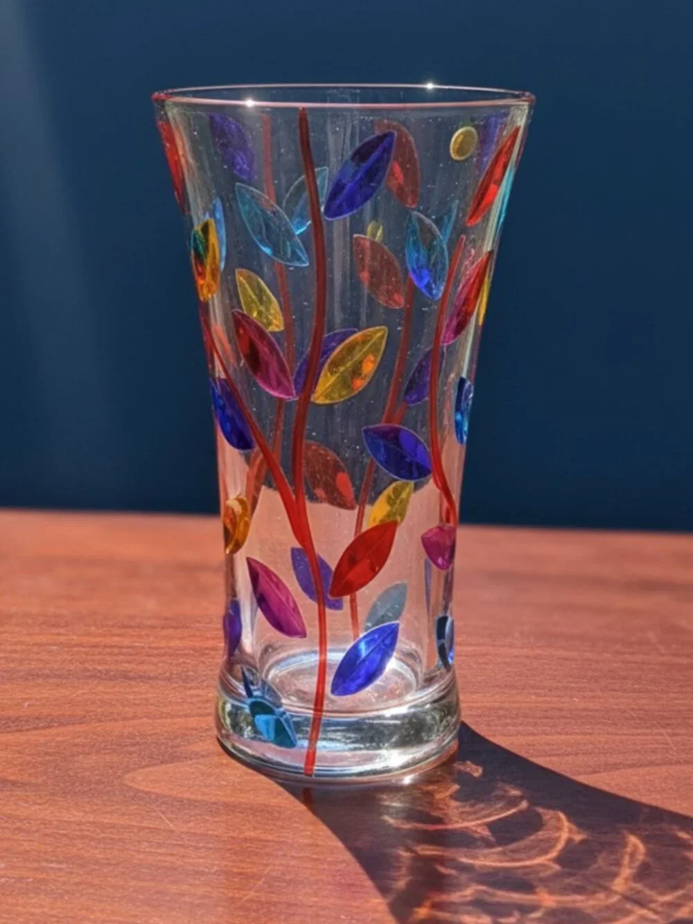 Italian Crystal Vase Hand Painted 8.5